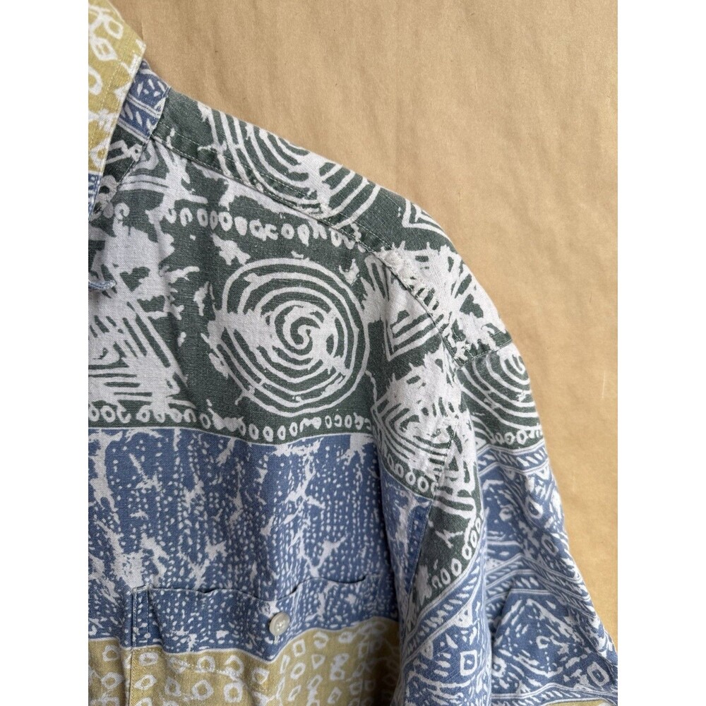 Vintage 90s Eddie Bauer Hawaiian Button Up Shirt | Cotton Blend | Large | - Picture 3 of 10